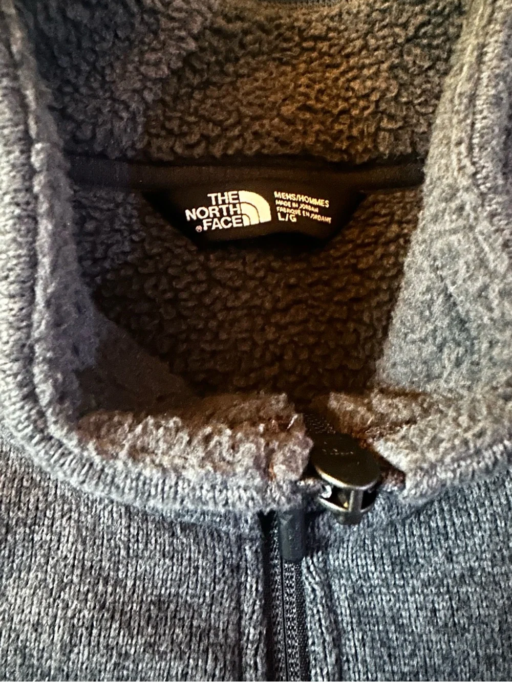 The North Face Sherpa Lined Quarter Zip Fleece Pullover Charcoal Gray Mens Large